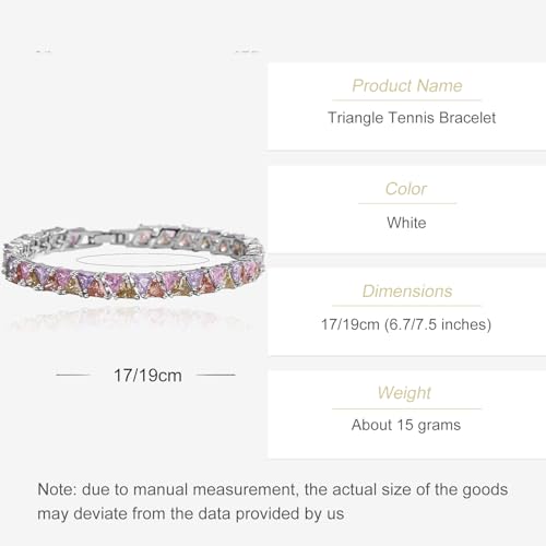 Women's 18K Gold Tennis Bracelet Feathuring with Interlaced Triangle Colored Moissanite, Gift for Her2