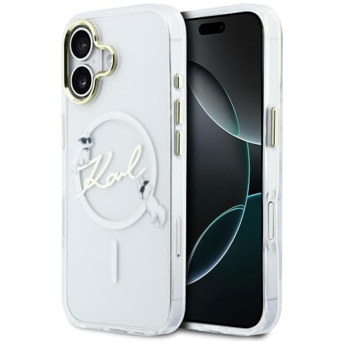 Coque Karl Lagerfeld iPhone 17 avec MagSafe transparente design Choupettes et logo Karl Script