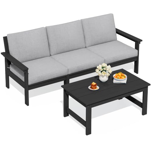 Image of SERWALL HDPE Outdoor Patio Furniture Set Outdoor Couch