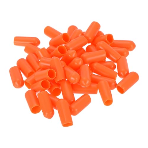 uxcell 50pcs Rubber End Caps 6mm(1/4 inch) ID Vinyl Round Tube Bolt Cap Cover Screw Thread Protectors Orange