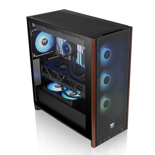 Image of Thermaltake S370 WS; Mid Tower; Wood Front Trim; 4x120mm Fans Included; 410mm GPU Clearance;up to E-ATX; Hidden Connector Support (ATX /mATX); Vertical GPU Support; Black; CA-11J-OOM1WN-00