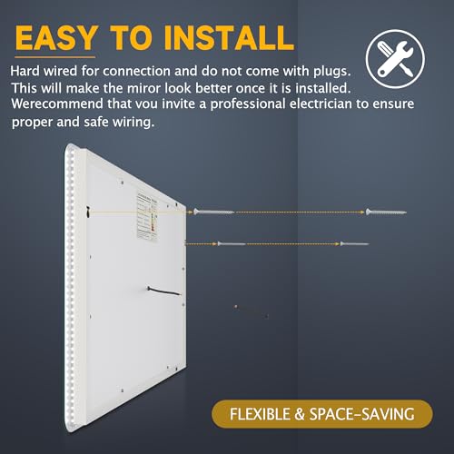 ELEGANT 800 x 500mm Backlit LED Illuminated Bathroom Mirror with 3 Colors Dimmable + Demister - Cosy Home Interiors ELEGANT 800 x 500mm Backlit LED Illuminated Bathroom Mirror with 3 Colors Dimmable + Demister - Image 6