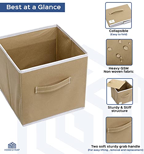 Image of HomeStrap Foldable Storage Cube Boxes (Beige) -Pack of 2