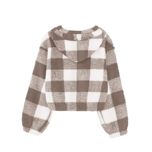 Teen Girls Fuzzy Hoodies Button Casual Loose Pullover Tops Kids Sherpa Long Sleeve Sweater Korean Aesthetic Trendy Clothes3