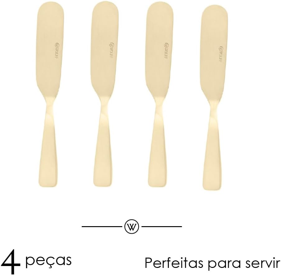 WOLFF - Conjunto 4 Espátulas de Aço Inox Dourado