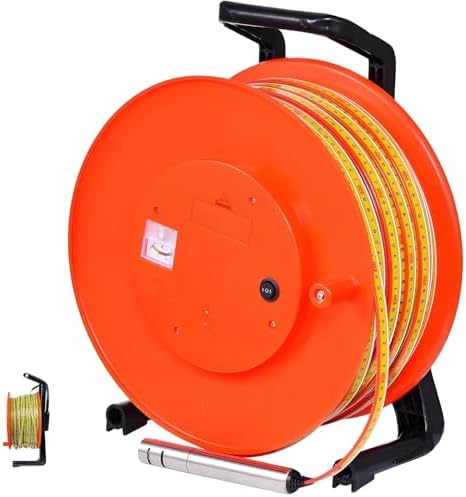 10-300m Water Depth Gauge, Groundwater Level Measurement Tool, Borehole Depth Sensor with Fixed Probe & Steel Tape for Wells, Reservoirs, & Pipes (10m/32ft)