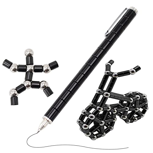 TTzycc Caneta Magnética, Caneta De Metal Magnética De Descompressão, Caneta Fidget Com 13 Anéis Magnéticos, Caneta De Brinquedo Criativa Que Pode Escrever, Presentes De Aprendizagem Intelectual E Re