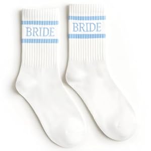 xo, Fetti Bride Socks, White + Blue | Bride To Be Something Blue Gift, Bachelorette Decorations, Wedding Day Slippers, Bridal Footwear Gift