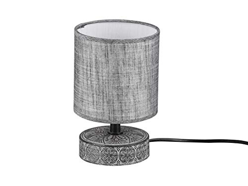 Reality Leuchten Tischleuchte Marie R50980111, Keramik Grau, Stoffschirm Grau, exkl. 1x E14