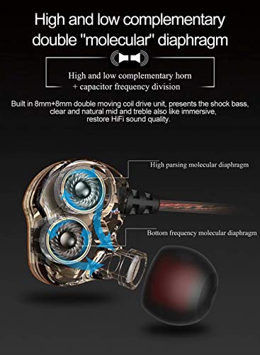 Wired Earphones,in-Ear Monitor metal Earbuds,Double Dynamic Drives Earphone,Noise Cancelling Waterproof Sports Earphones… - Image 5