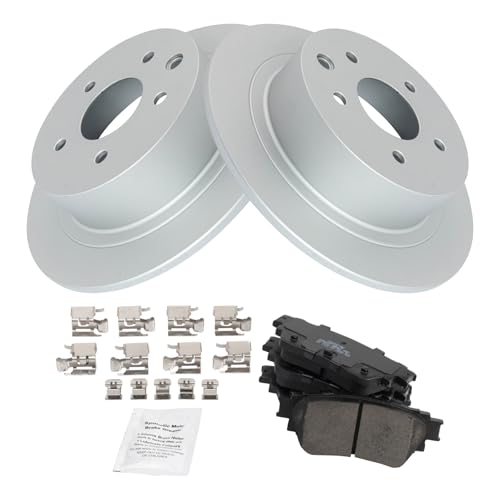Image of TRQ Rear Brake Pad and Rotor Set Ceramic Compatible with 2019-2021 Nissan Altima All Wheel Drive with Manual Parking Brake