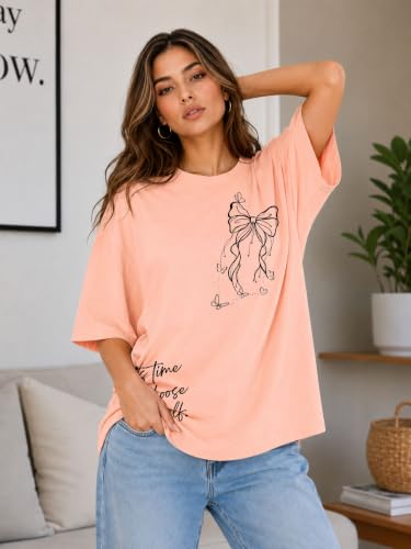 Image of London Hills Tshirt for Woman | Oversized Tshirt for Women | T Shirt for Womans | Graphic T Shirt for Women Pure Cotton | Tops for Woman Western, Printed Oversized Loose Fit Plus