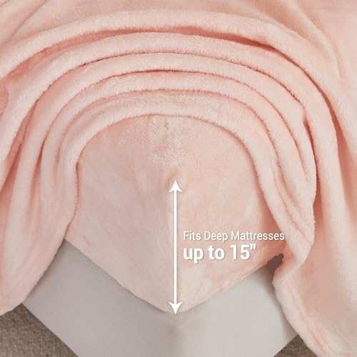 Image of Viviland Plush Micro Fleece Queen Bed Sheet Set - Soft Fuzzy Polar Fleece Velour Velvet Sheets - Extra Warm Winter Fleece Bed Sheets with Deep Pocket - Pink - Queen | Soft Flannel-like Fleece, 100% Polyester, Fluffy Velvety Feel, 200GSM, 15 inch Deep Pocket, Warm Winter Gift & Decor
