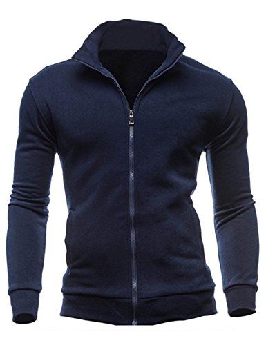 Preisvergleich Produktbild SOMTHRON Herren Strickjacke mit Stehkragen und Reißverschluss Sportjacke Solid Cardigan Alltagsleben, Dunkelblau, M