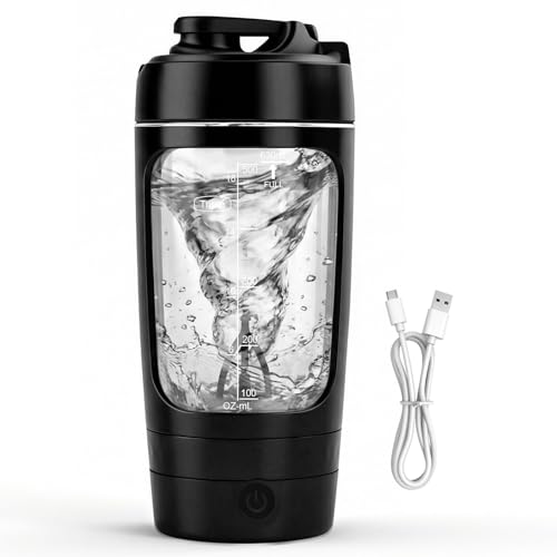 Focenat Mezclador de Proteinas Eléctrica 630 ml, Shaker Proteínas Eléctrico, Mezclador Automático Recargable USB-C, Portátil Botella Mezcladora en Tritan, sin BPA para Batidos de Proteínas (Negro)