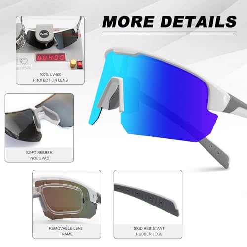 Image of BangLong Polarized Sports Sunglasses for Men Women UV400 Protection | TAC HD Lens, RX Insert Included, Lightweight Wrap-Around Design for Running Cycling Baseball Hiking