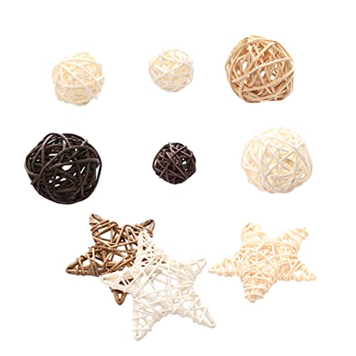HAWILLOSCH 9 Piezas Bola de ratán Bolas Decorativas de ratán pequeñas Bolas de ratán pequeñas Decoraciones de ratán Home Decor decoração casa Adornos de sofá Estrellas de ratán Rota