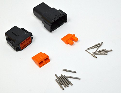 Deutsch DTM Black 8-pin Connector Kit 20AWG Solid Contacts (Made in USA)