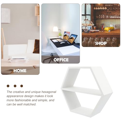 Estante de almacenamiento de pared hexagonal flotante de madera para hogar 7