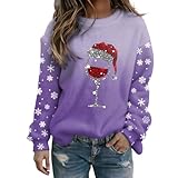 Sudadera de Navidad con motivo de Navidad, camiseta de manga larga, cuello redondo, camiseta de Navidad, jersey de Navidad, blusa