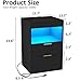 Gadroad Night Stand, LED Nightstand with Charging Station, Wood Bedside Table, End Table Sofa Couch Side Table with Pull-Out Shelf, Black