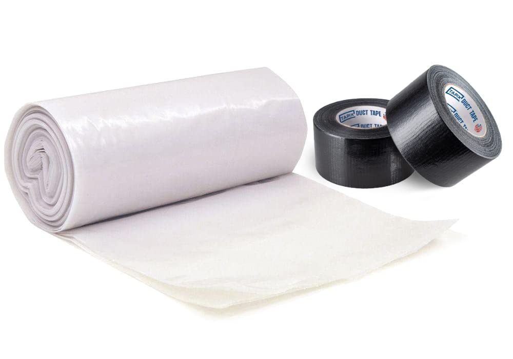 Plastic Sheeting (10' x 25') Long, 6 Mil & 2 Rolls Wide Duct Tape 3