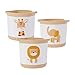3 pezzi Ceste Portaoggetti per Bambini per Fasciatoio Neonato, Cesta Portabiancheria Bambini Pieghevole, Set di cestini gialli con leone, giraffa, elefante, set grigio per giocattoli (set giallo) immagine