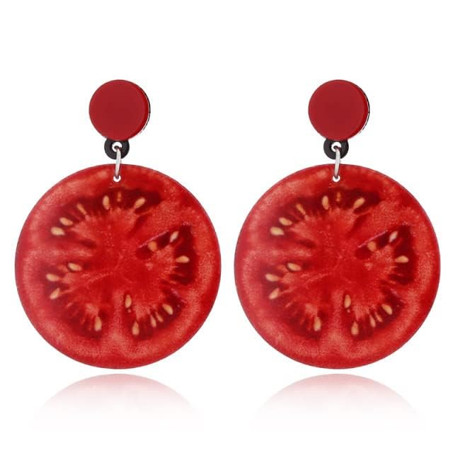 Acrylic Tomato Vegetable Ear Stud Red Cherry Fruit Stud Earring for Women Men Jewelry Gifts2