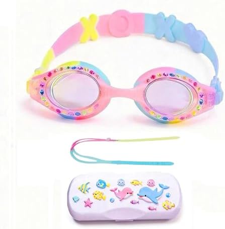 Girls Swimming Goggles Ages 4-12 - No Leak, Anti-Fog, UV Protecti...