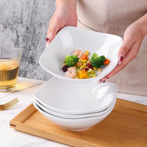 Sightday 4PCS Pasta Bowls,Dipping Bowls Durable,Ceramic Bowl Set-Snack Bowls,Dishwasher and Microwave Safe,Dinner Plates Set for Salad,Pasta,Dessert,Steak,Appetizers,Dipping(White)