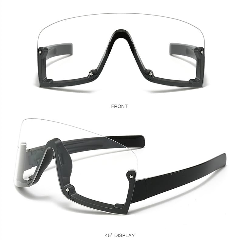 Vintage Half Frame Candy Color One Piece Sunglasses Fashion Oversized for Women4