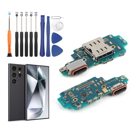 Charging Port Replacement for Samsung Galaxy S24 Ultra 5G USB Dock Connector Flex Cable for Samsung S24 Ultra 5G SM-S928U SM-S928U1 Charger Board Flex Cable Assembly with Tools