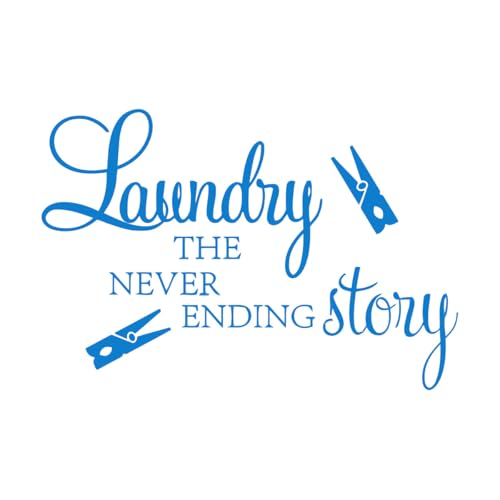Laundry The Never Ending Story Clothespin Wall Sticker Laudry Washroom Laundry Room Quote Wall Decal Vinyl Home Large - 70x72cm