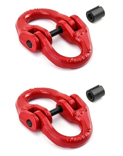 EGV G80 Alloy Steel Coupling Link, 2 Pack 5/16\" Hammer Lock Chain Connector, 4400 lbs Working Load Limit Red