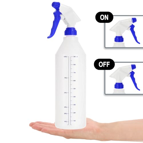 com-four® 3x Sprühflasche mit Skala - chemiebeständiger Pumpsprüher für Mineralöle, verdünnte Säuren, Lösungsmittel, Laugen, Pflanzendüngemittel - Zerstäuber mit verstellbarer Düse (NBR/EPDM/Viton)