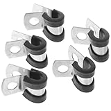 BAZEITFLOW 5 pièces Collier de Serrage Inox R-type avec Bande Caoutchouc Lot de Pinces C...
