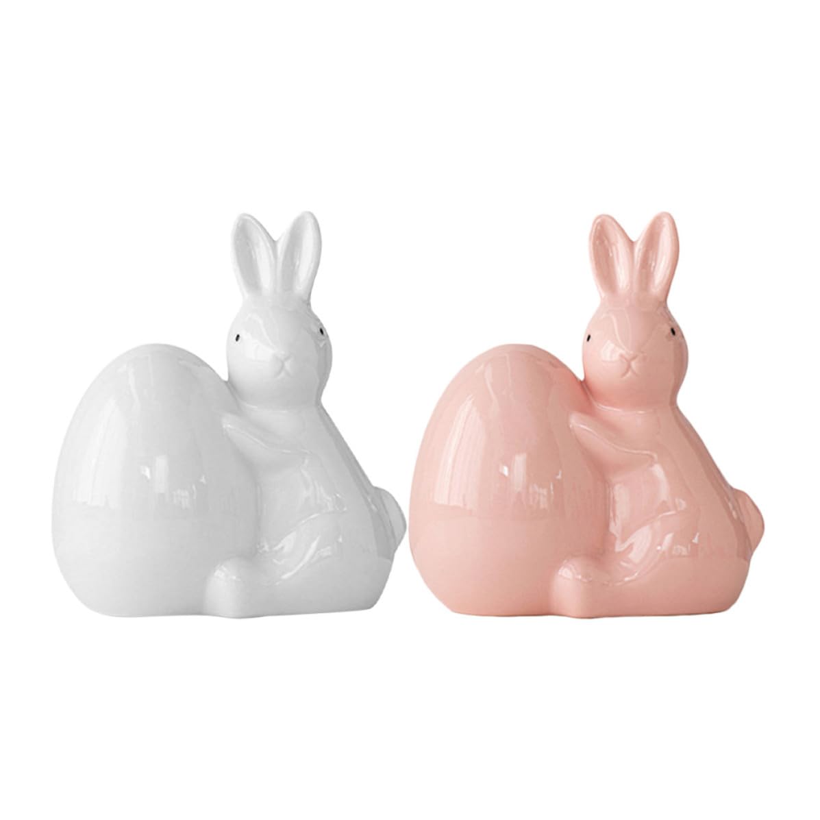 Toyvian 2 Pezzi Decorazione Pasquale Coniglietto in Ceramica per Tavolo da Pasqua Ornamento da Scrivania e Casa Porta Uova Festivo e Artigianale