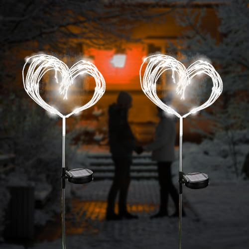 Solarlampen für Außen - XRR 2 Stück 120led Solar Feuerwerk Licht 2 Beleuchtungs modi Wasserdicht LED Solarleuchten Garten für Gehweg Weg...