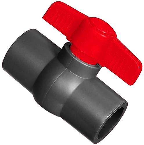 MegaHaustechnik Kugelhahn 50x50 aus Kunststoff mit Klebeanschlüssen für Rohr-Außendurchmesser 50mm zum Verkleben Flügelgriff rot Trinkwasser geeignet Druck 16 Bar Absperrhahn Absperrventil Hahn