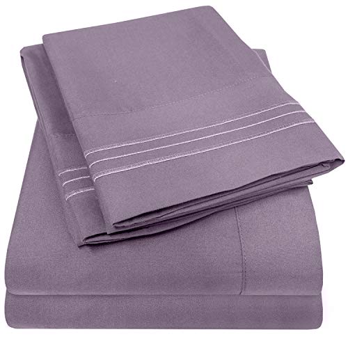 Image of 1500 Supreme Collection California King Sheet Sets Plum - Luxury Hotel Bed Sheets and Pillowcase Set for California King Mattress - Extra Soft, Elastic Corner Straps, Deep Pocket Sheets Plum