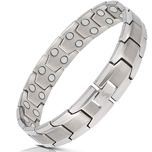 Smarter LifeStyle Extra Strength Titanium Magnetic Bracelet for Men - Adjustable Bracelet Length with Sizing Tool for Perfect Fit, Mens BraceletMens Bracelet (Silver)