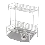 川口工器 頑丈２段水切りラック スリム 縦置き (流れるトレー 箸立て 仕切り) ステンレス 耐荷重30kg 国産 日本製 22290