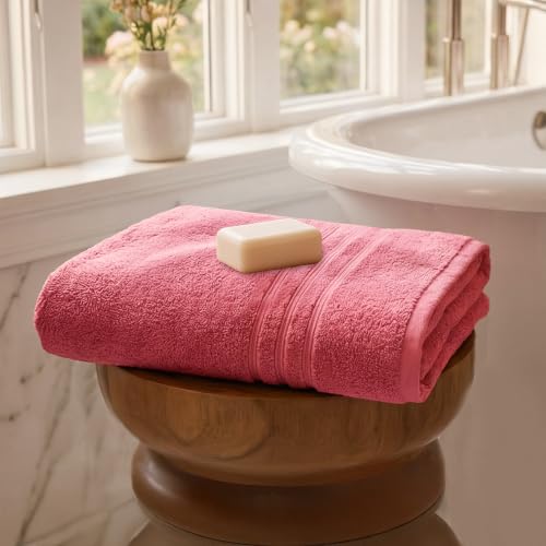 Image of MYTRIDENT Comfort Living Bath Towel, Apple Red, 70x140 cms | 100% Cotton, 400 GSM, Quick Drying, Travel Friendly, 1 Piece