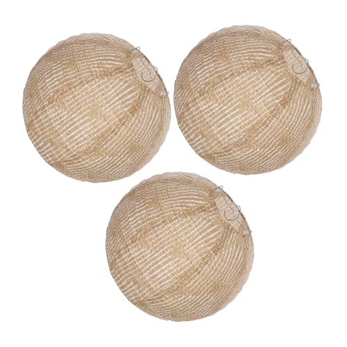 Veemoon 3個布灯籠ランタン 丸型吊り下げ式 布シェード 自然な農家風装飾 屋内外対応 柔らかな光の演出 結婚式やパーティー用装飾