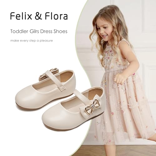 Image of Felix & Flora Toddler Flower Girl Dress Shoes - Baby Girl Ballet Mary Jane Flats for Party School Wedding