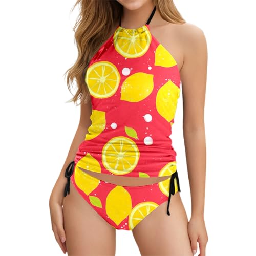 Traje de baño Tankinis Set Dos Piezas Estampado Verano Mujer (Watermelon Red, M)
