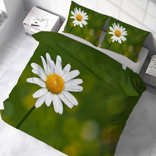 Housse de couette 160x200 fleurs avec 2 taies d'oreiller en microfibre