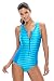 Shawhuwa Womens Sexy Striped Sleeveless Zip Front Rashguard One Piece Swimsuit