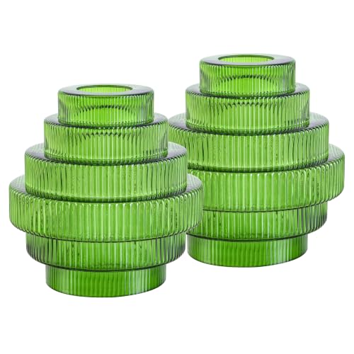 GO&SO Green Stripes Glass Lamp Shades Set of 2,3.54" D x 6.3" H,1 lb