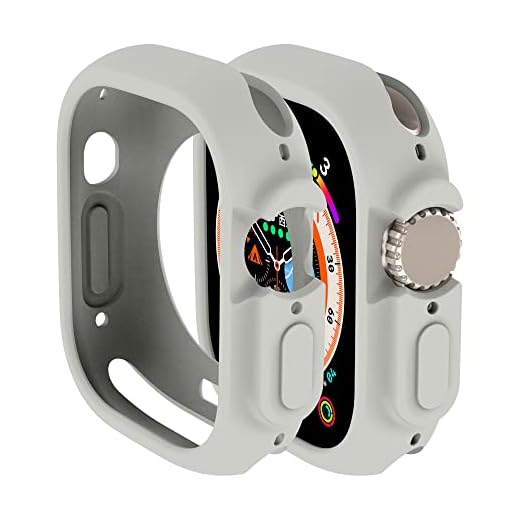 Compatível com Apple Watch Ultra 49 mm capa protetora de silicone TPU à prova de choque capa protetora resistente a arranhões com absorção de choque para Apple Watch Ultra 49 mm (cinza)